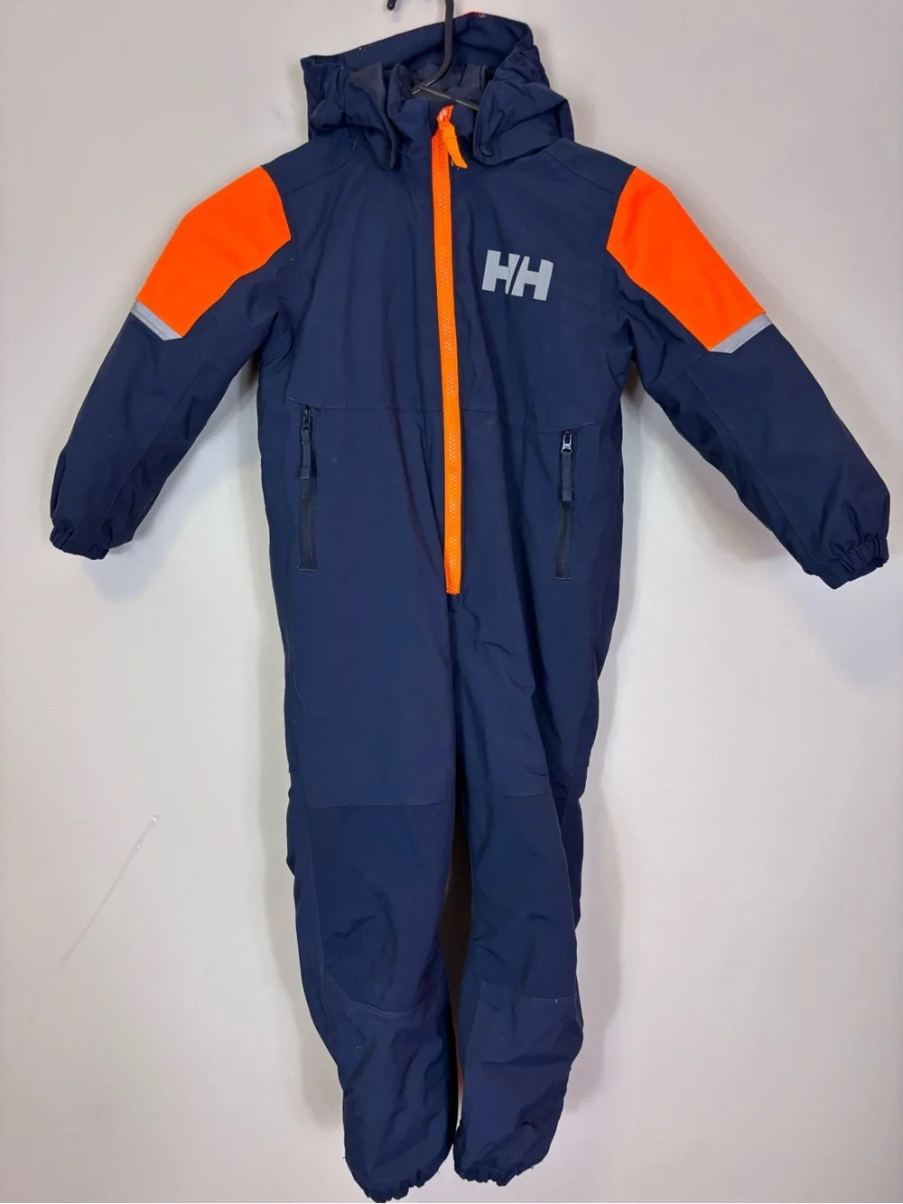 Helly Hansen Navy with Orange Trim Kids Snowsuit